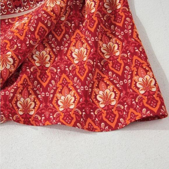 *NEW* Orange Red Floral Boho Women's Dress | Size 2X - Picture 7 of 8